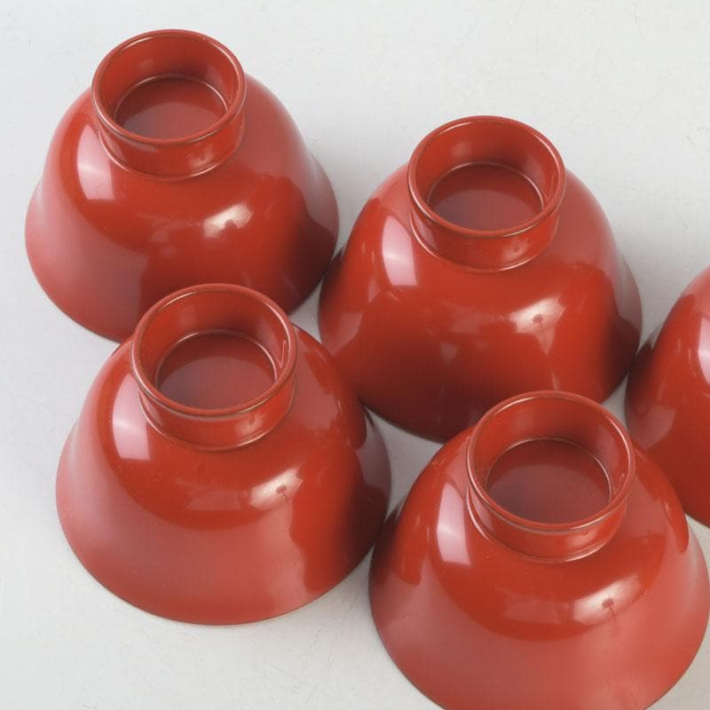 和食器　茶懐石　輪島塗　輪島屋本店謹製　朱塗魚蒔絵　盃　五客　共箱　V　9712