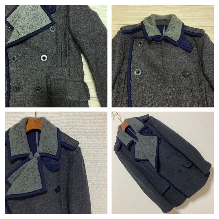 専用■sacai サカイ■ウール ピーコート 裏ボア インディゴ Pコート 1