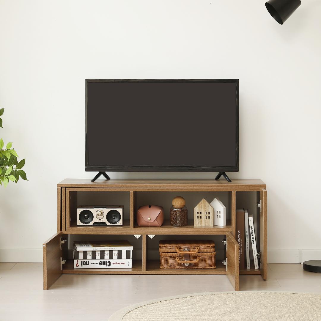 テレビ台 ローボード 収納 伸縮自由 L字収納　幅95～169cm　BROWN
