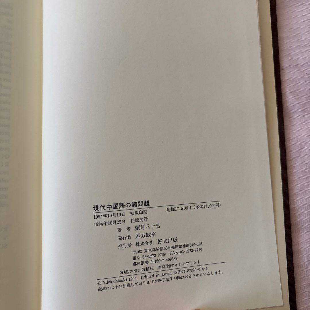 【美品】現代中国語の諸問題　著者:望月八十吉（函付き)