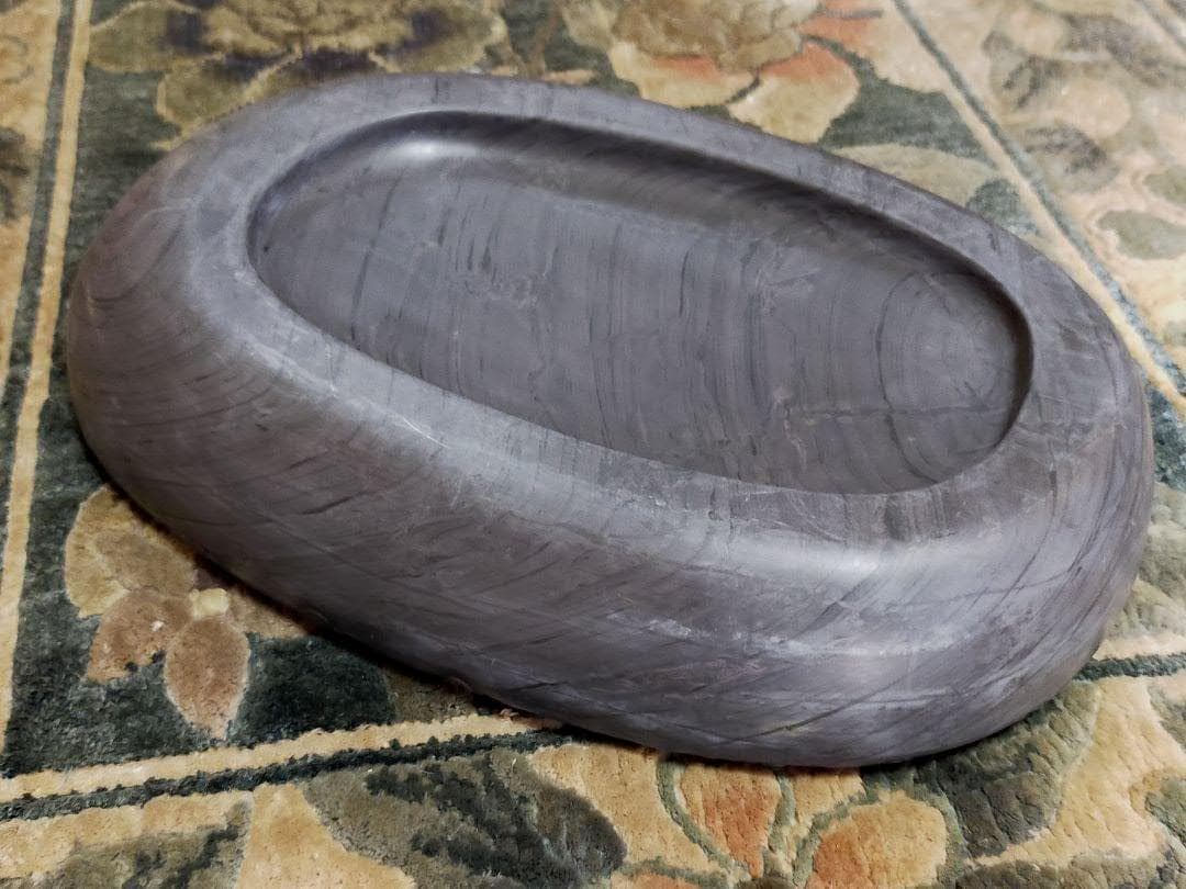 ♥大型　中国製　歙州　蝙蝠文双龍硯　硯　骨董品　端渓硯