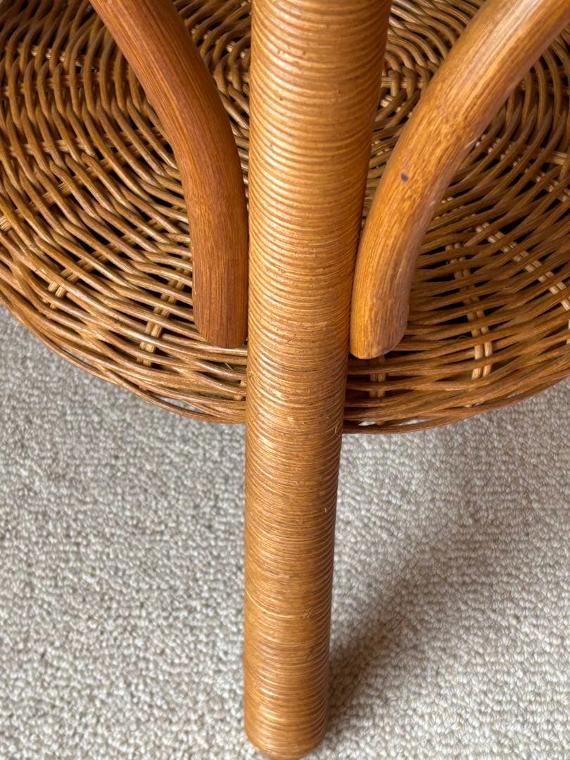 ヴィンテージ 籐家具 ラタン 丸テーブル　サイドテーブル　カフェテーブル　レトロ