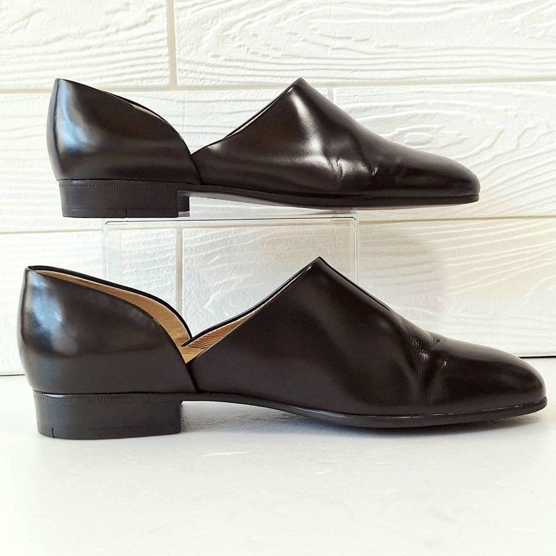 B2080【美品】ハルタ spock レザーローファー 25.5 EE 黒