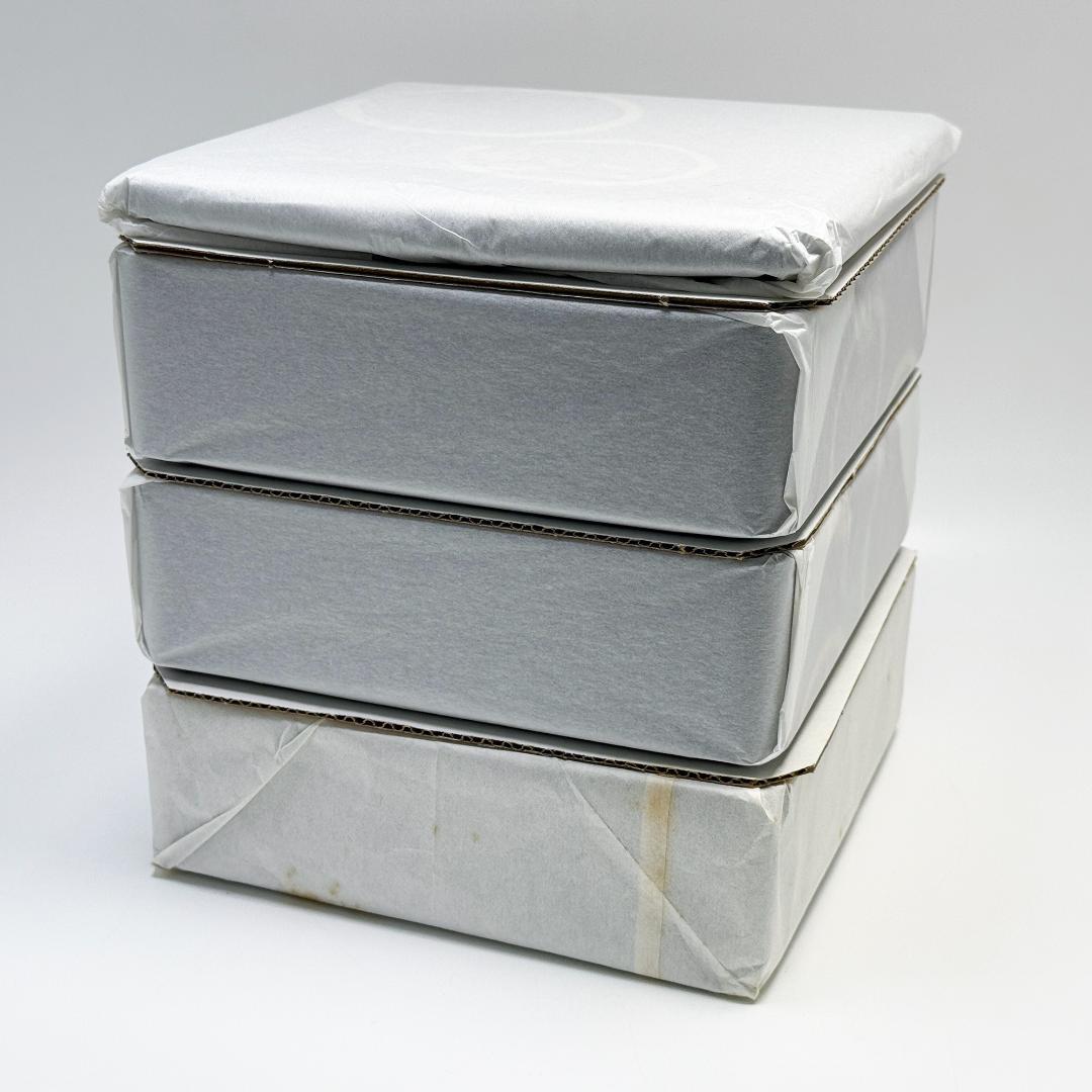 会津塗り 黒本重三段 木製 重箱 6.5