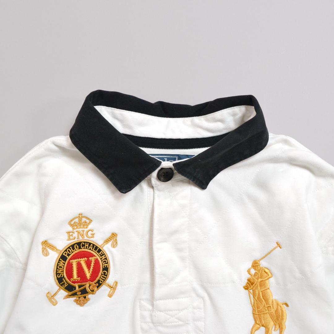 【極美品】Ralph Laurenラルフローレン ENGLANDラガーシャツL白