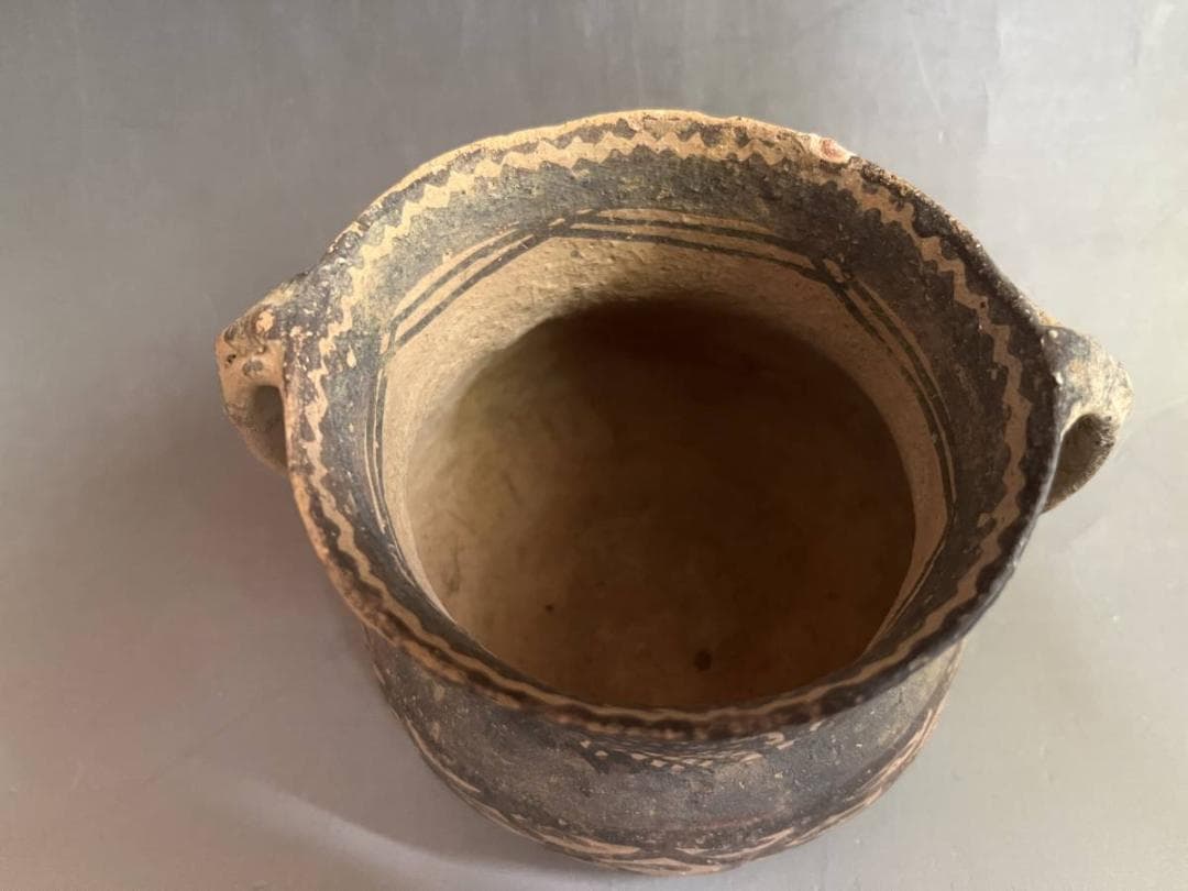 須恵器■土器 耳付き 口広 手持ち 土物 網目 古美術 時代物 骨董品■