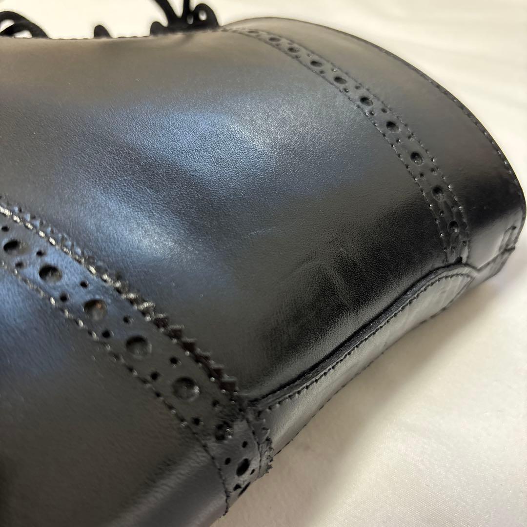 ノーブランド　メンズ　ウイングチップ　ブーツ　ブラック