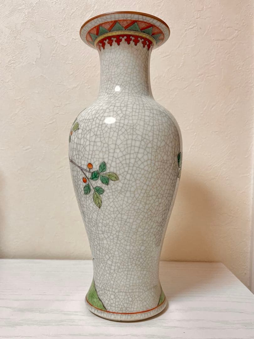 中国景徳鎮　粉彩花鳥文　壺　骨董品　花器