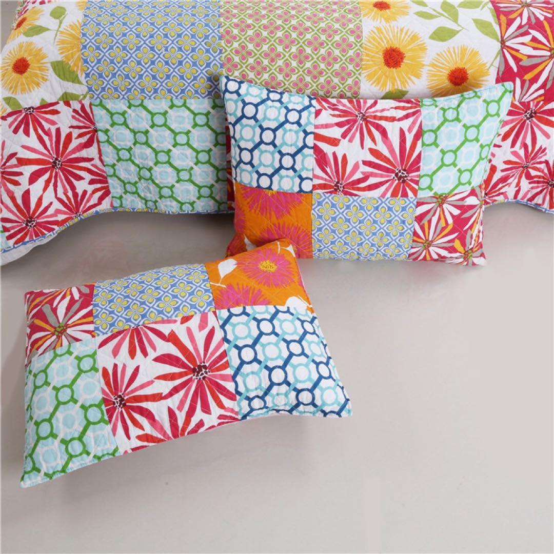 キルトベッドカバー3点セット綿マルチカバー キルティング 047