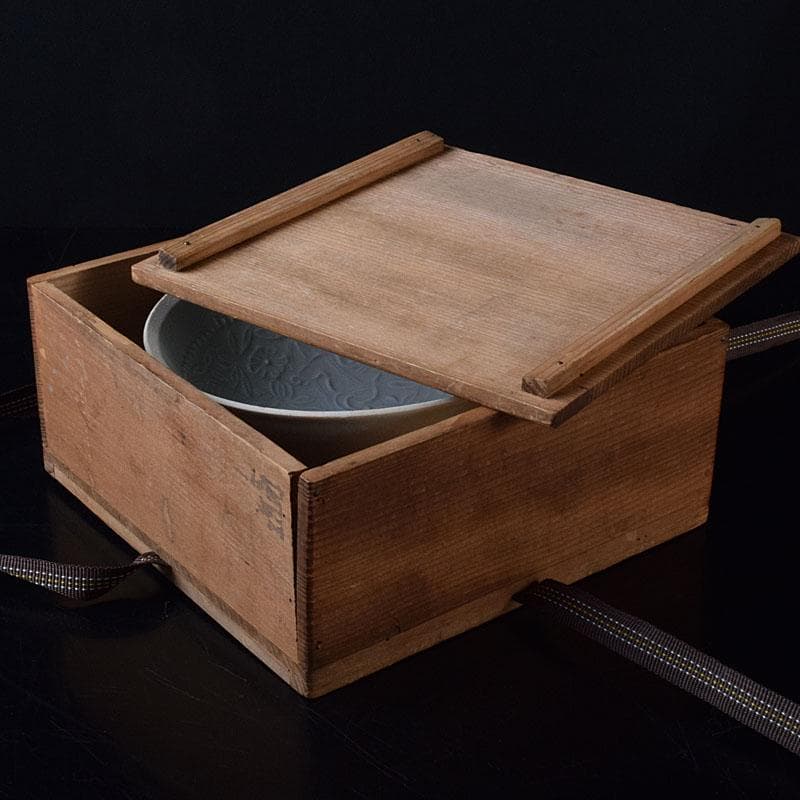 中国　定窯　白磁　刻花文碗　時代箱　V　R8462