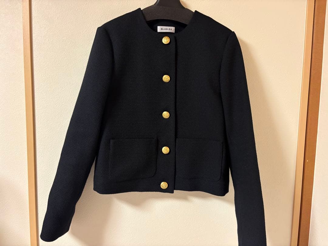 BLUELEA ブルレア　ダブルボタンツイードジャケット ブラック