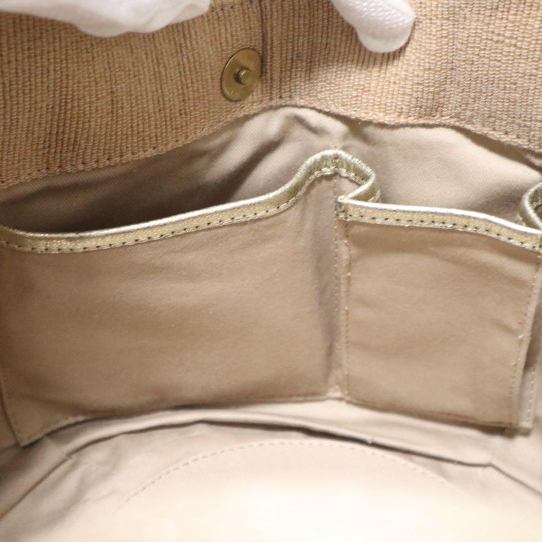 美品★ヴィオラドーロ かごバッグ ラフィア タッセル ラメ ネイビー×ゴールド