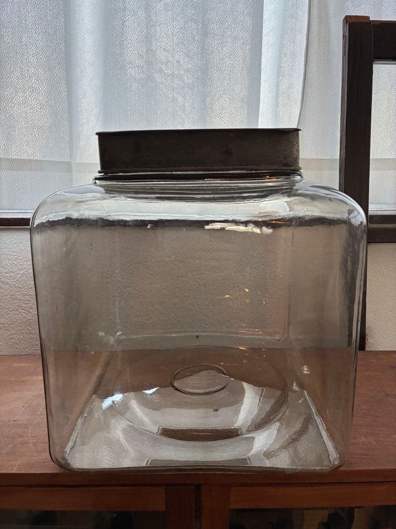 大正 特大 菓子瓶 ガラス瓶 気泡 ゆらゆらガラス 戦前 古道具 アンティーク