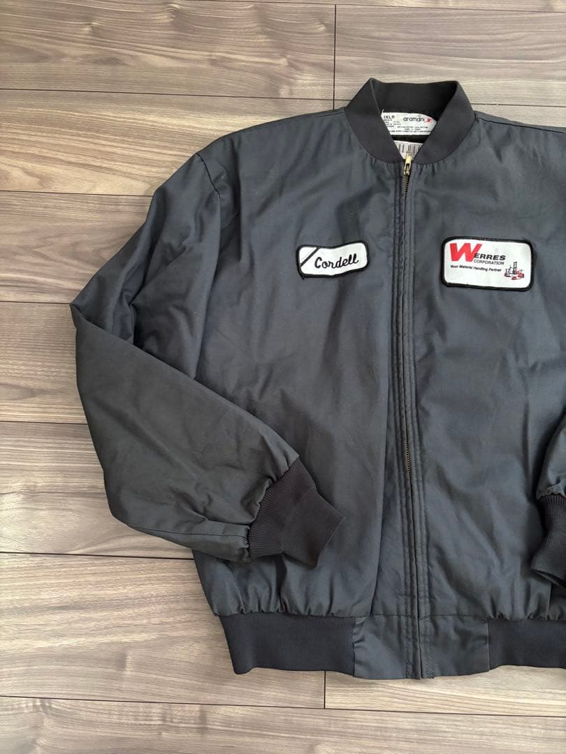 クラウン刺繍 ワークジャケットブラックLサイズピエロビンテージ