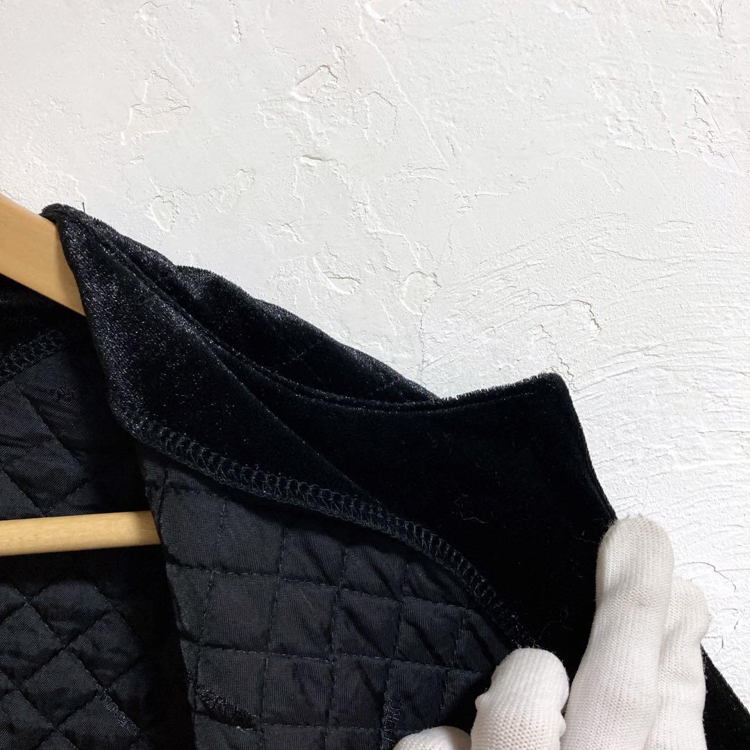 INGEBORG リボン ブラックベルベット　ノーカラー ベロア