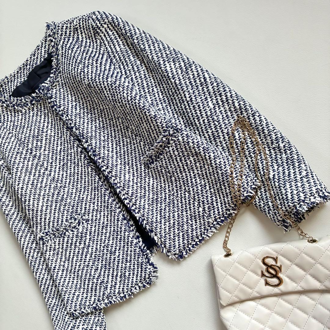 ◆未使用級◆トゥモローランド◆リントン社ツイードノーカラージャケット◆S