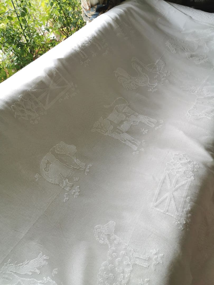 17日特別価格✾アンティーク牧場マドラスレース 酪農 羊馬山羊豚鶏カーテンパネル