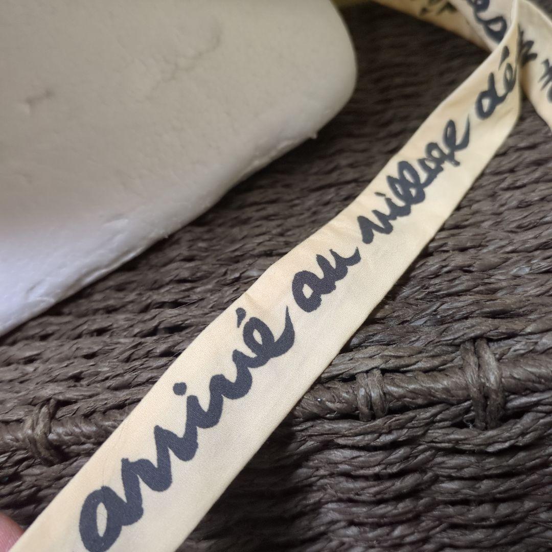 リボン付き麦わら帽子 ベージュ