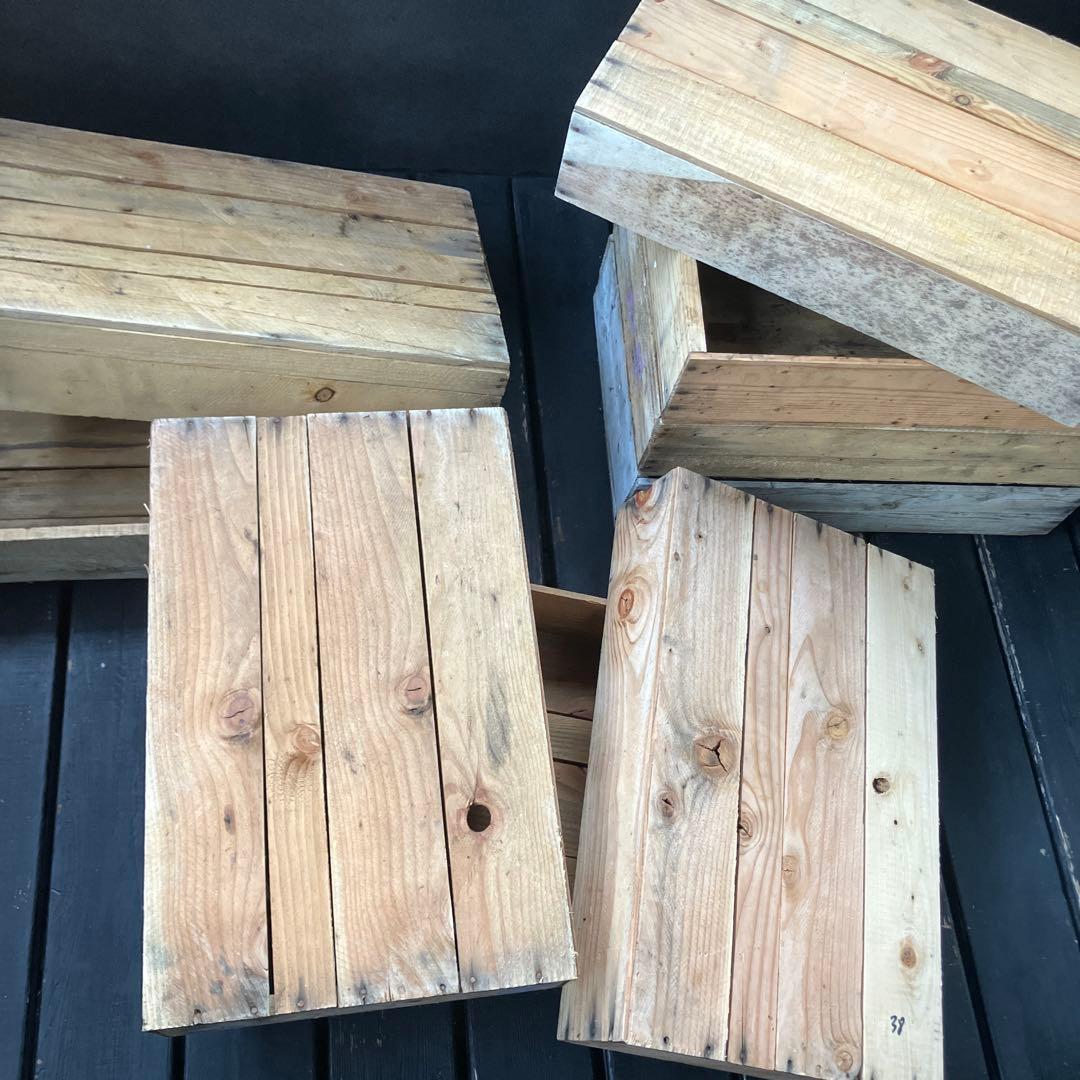 9個まとめ　魚　トロ箱　レトロ　木製箱　魚箱 魚屋 魚河岸 市場 木製　道具箱