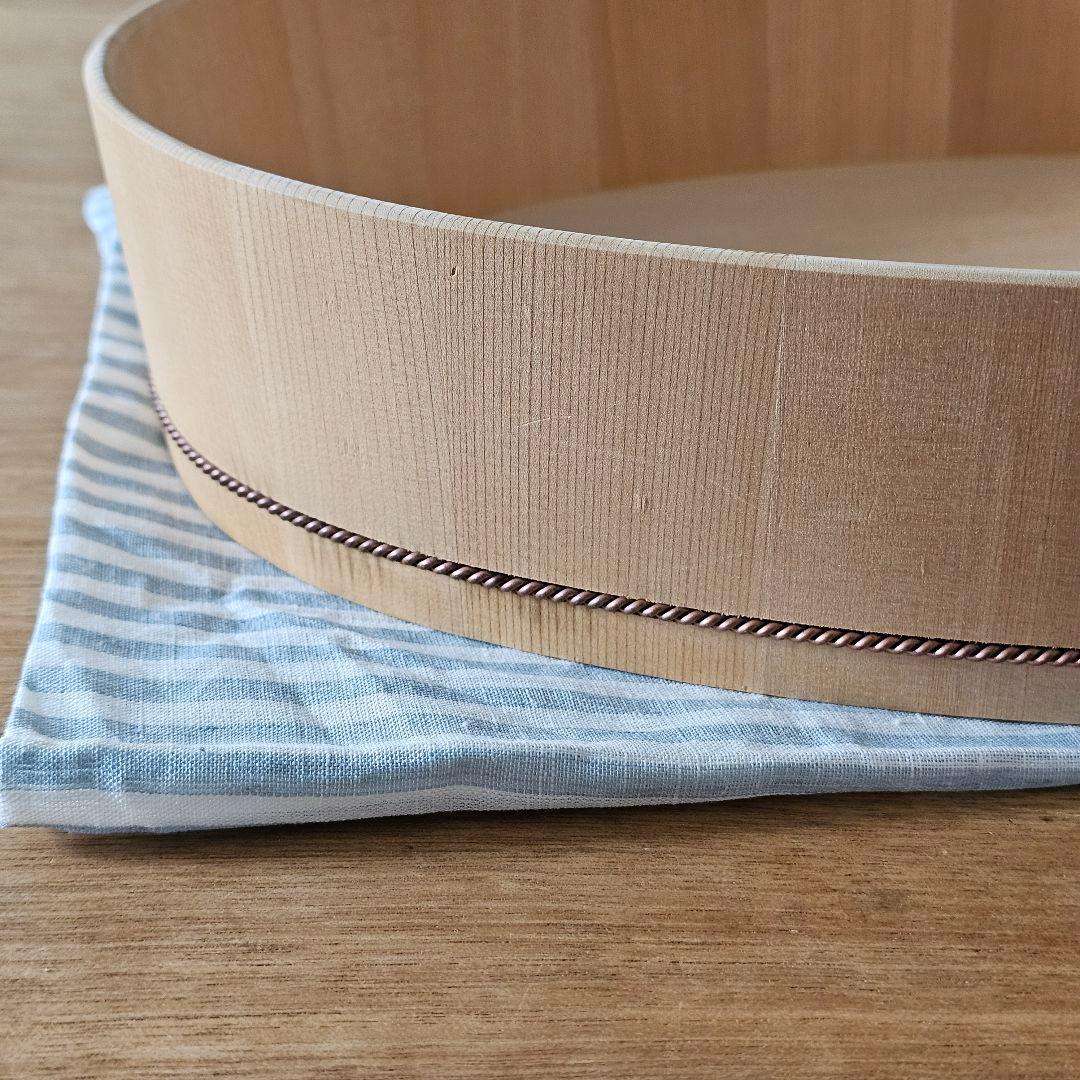 さわら　楕円の飯台 大 専用蓋付　すし桶　おひつ　自在道具　【アク抜き作業済】