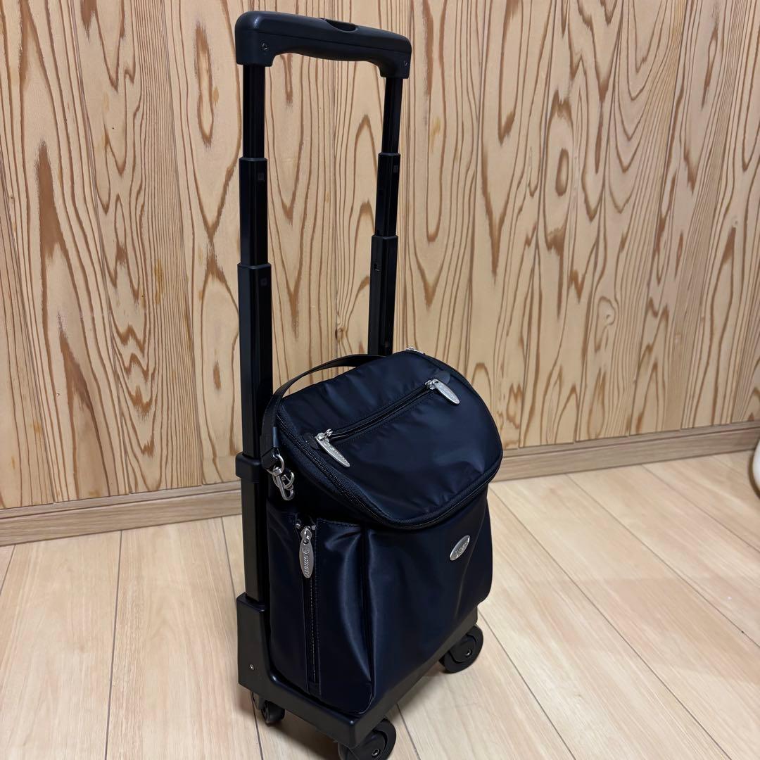 ブラックキャリーカート ナイロン製 伸縮式　SWANY ローラー４輪