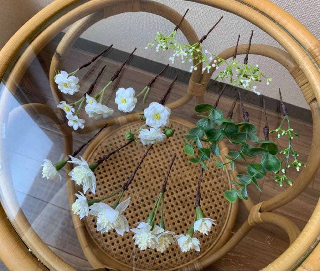 ナチュラルブーケ・ブートニア・ヘアパーツセット　ウェディング