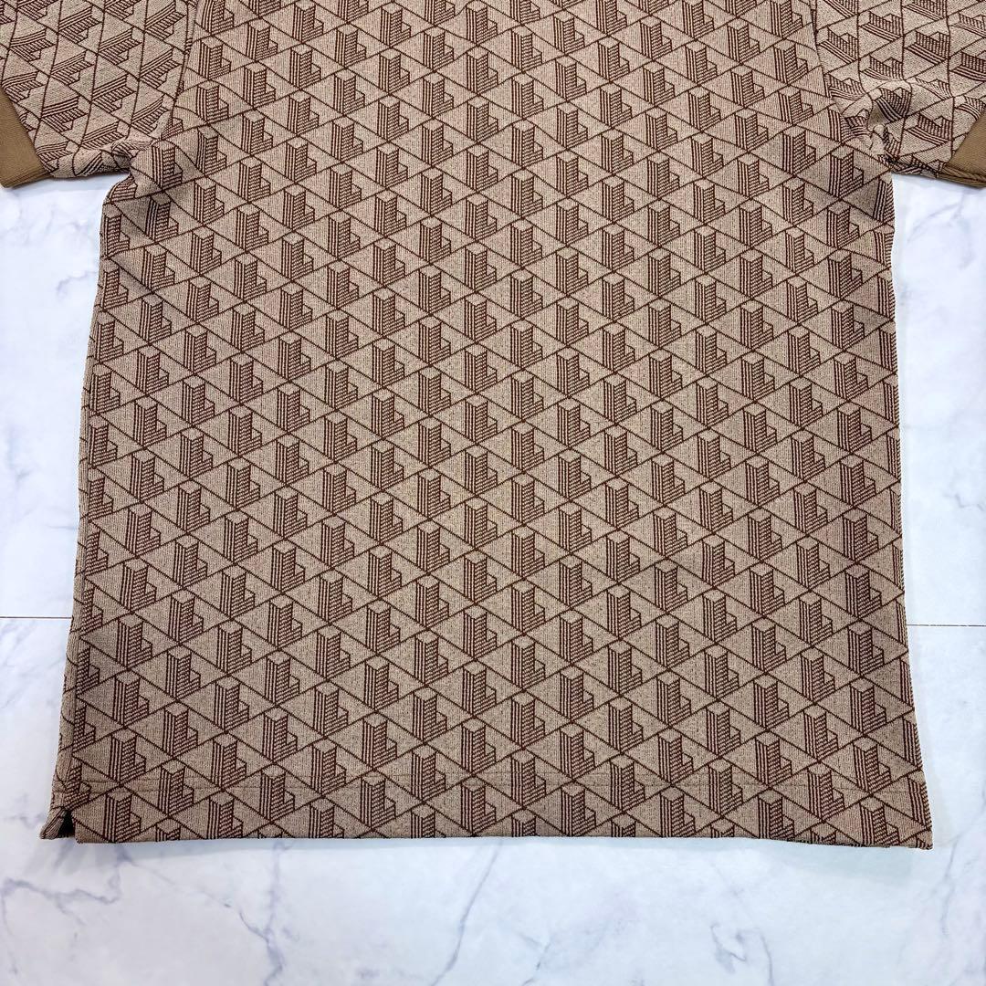 美品 LACOSTE ラコステ モノグラム 半袖ポロシャツ M相当 ブラウン