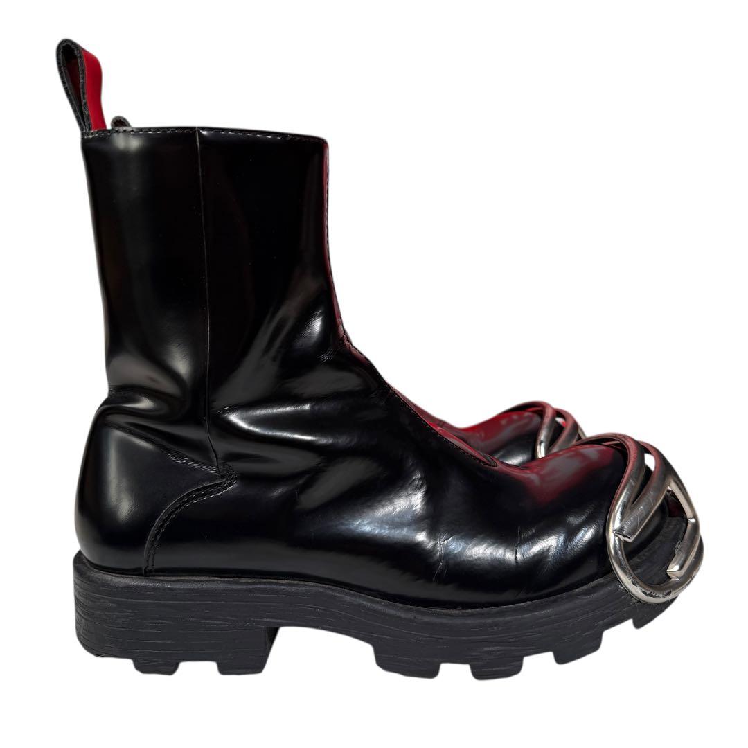 DIESEL D-HAMMER BT ZIP レザー Dプレート ブーツ 黒