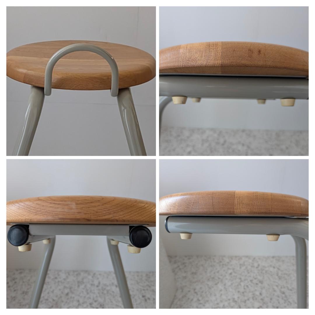 ビンテージ アノニマス 取っ手付き スツール チェア ウッド×メタル 美品