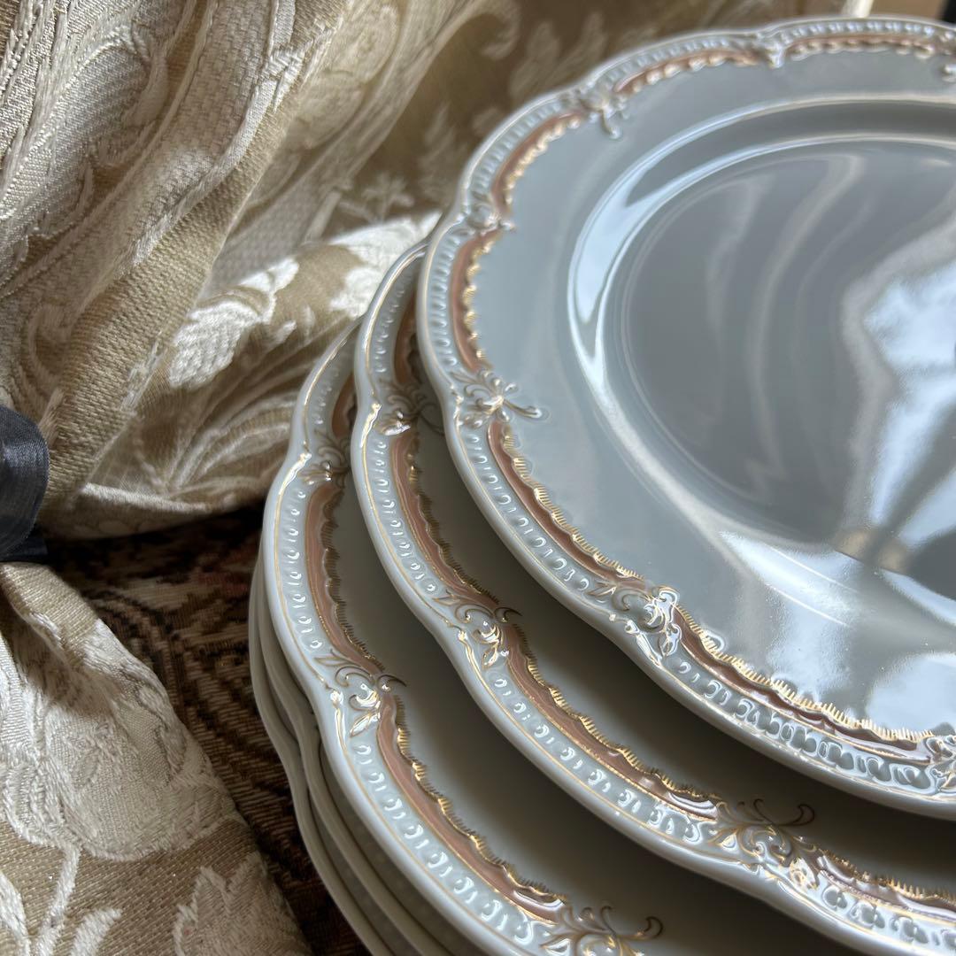 新品ドイツ製 HUTSCHENREUTHER ペールピーチ美しいディナー皿 5枚