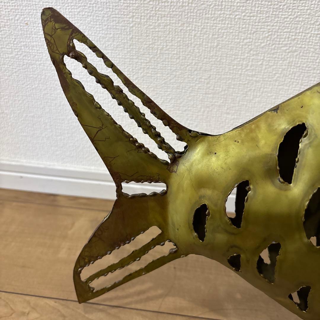 金属製 魚型置物 大型金属魚型懸垂式ろうそくランタン