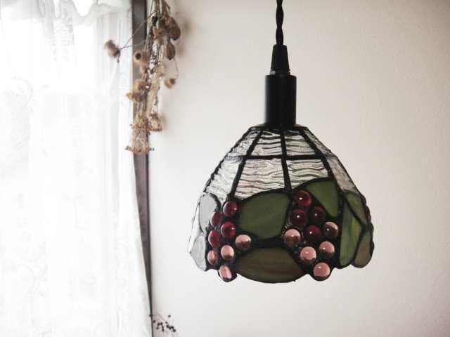 おかきっ子　コード１ｍ3台ダクトレール用プチステンドグラスペンダントランプ