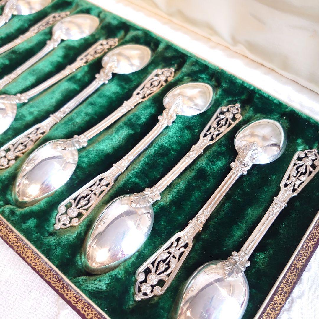 フランス　純銀　ティースプーン　シルバー950 ピアッシングハンドル