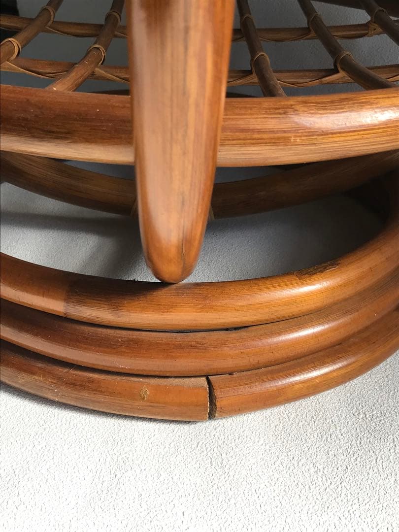 ラタン 天板ガラステーブル 古家具 センターテーブル 台湾製 ヴィンテージ