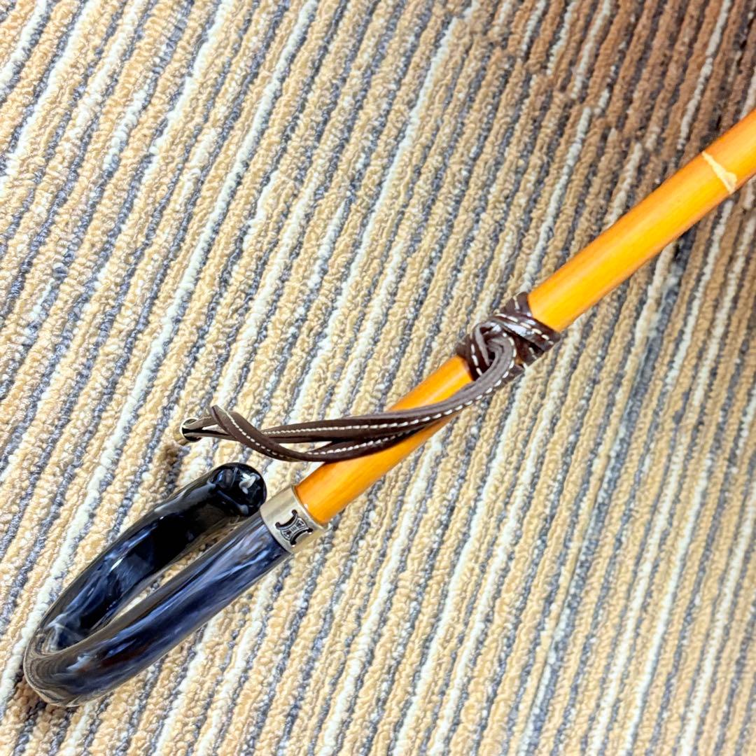 美品　CELINE セリーヌ　Cマカダム総柄シャドー　晴雨兼用長傘　ブラック