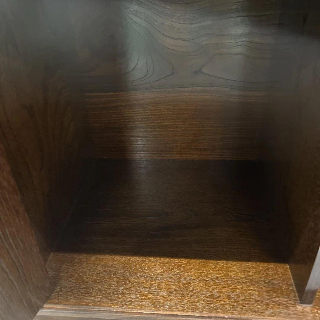 木製ガラス扉収納キャビネット　和風　飾り棚