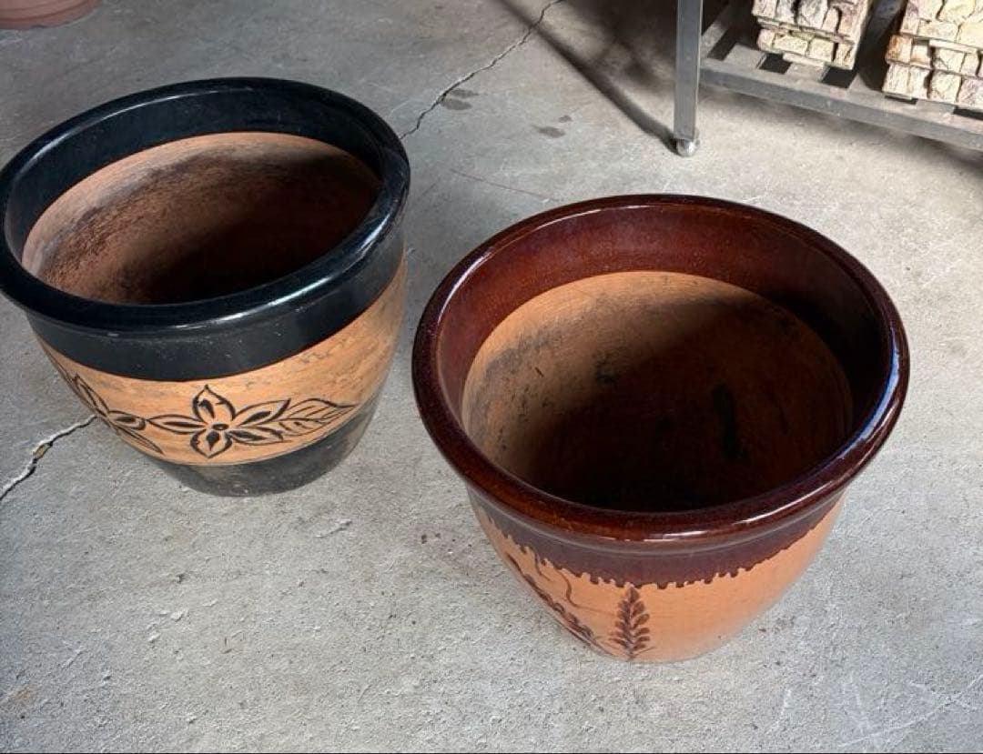 植木鉢 信楽焼 ガーデニング 特大 大鉢 18号 陶器製 2個セット 引取歓迎