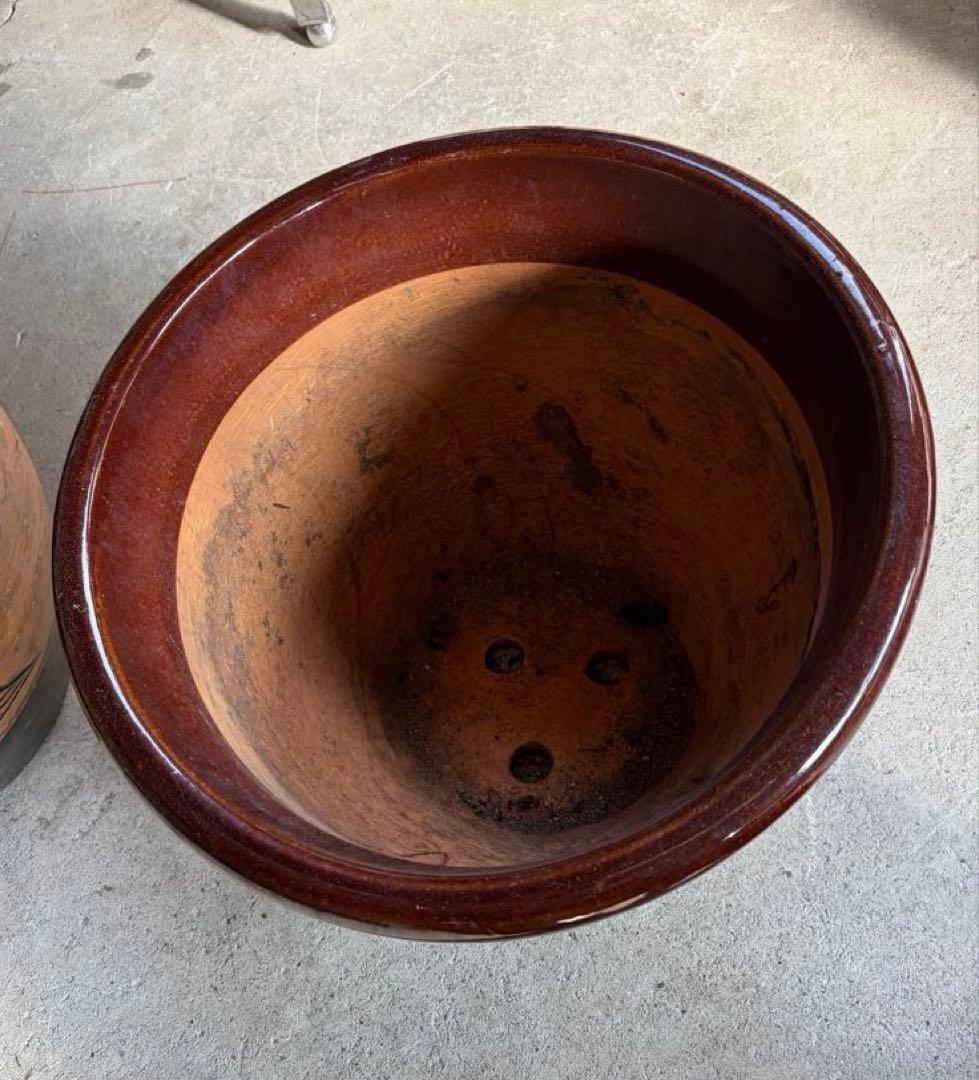 植木鉢 信楽焼 ガーデニング 特大 大鉢 18号 陶器製 2個セット 引取歓迎