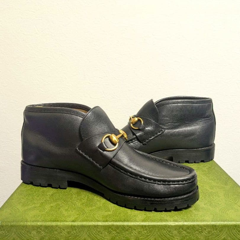 美品　GUCCI　ホースビットローファー　アンクルブーツ　ヴィンテージ　黒　39