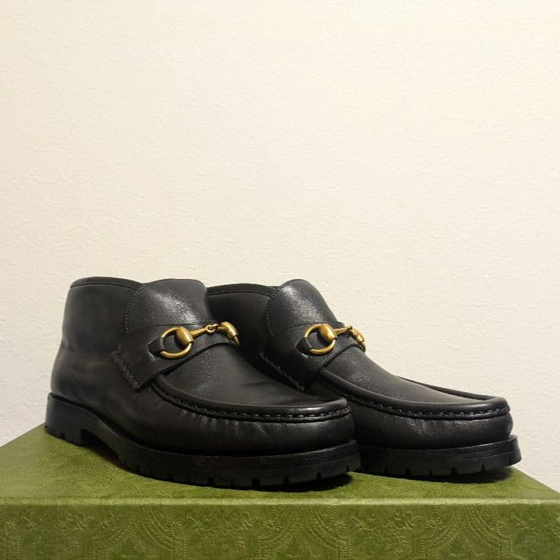 美品　GUCCI　ホースビットローファー　アンクルブーツ　ヴィンテージ　黒　39