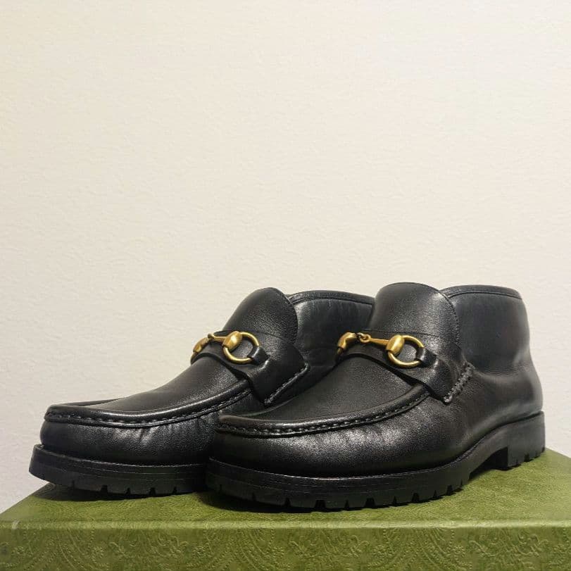 美品　GUCCI　ホースビットローファー　アンクルブーツ　ヴィンテージ　黒　39