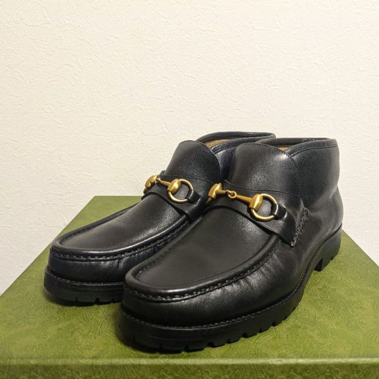 美品　GUCCI　ホースビットローファー　アンクルブーツ　ヴィンテージ　黒　39