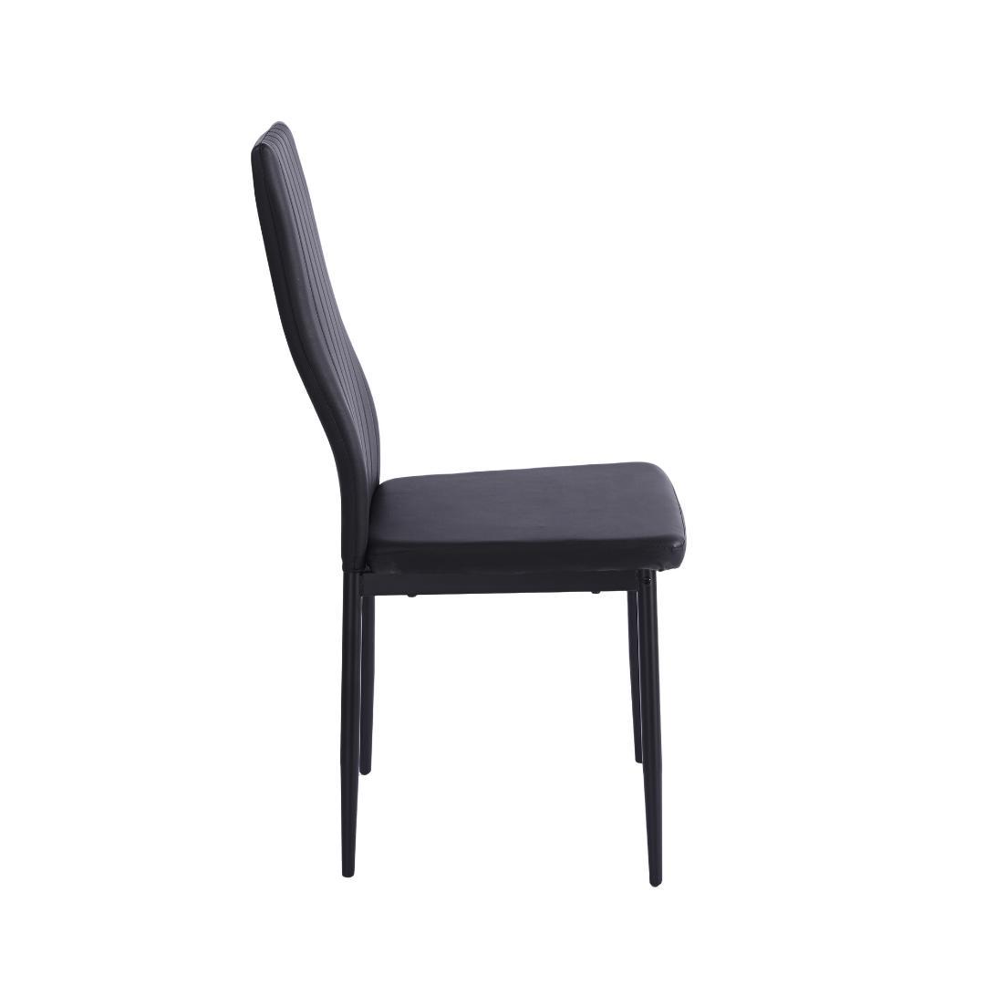 ダイニングチェア 4脚セット ダイニングイス ブラック PU シボリ背もたれ