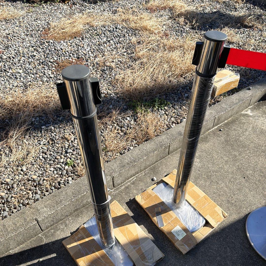 新品 3本セット ベルトパーテーション ステンレスポール