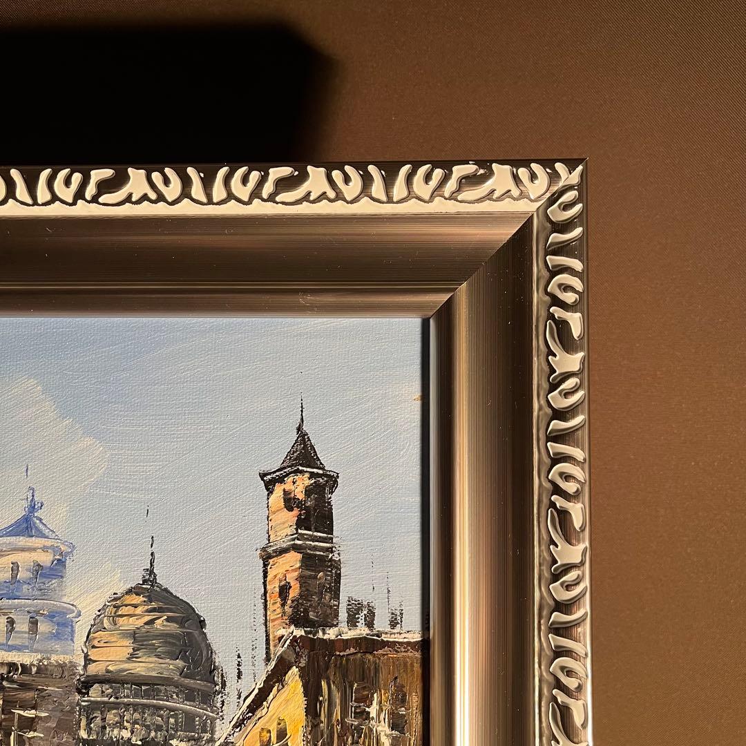 手書き油絵 パリの風景 額付 絵画 インテリア 油彩画