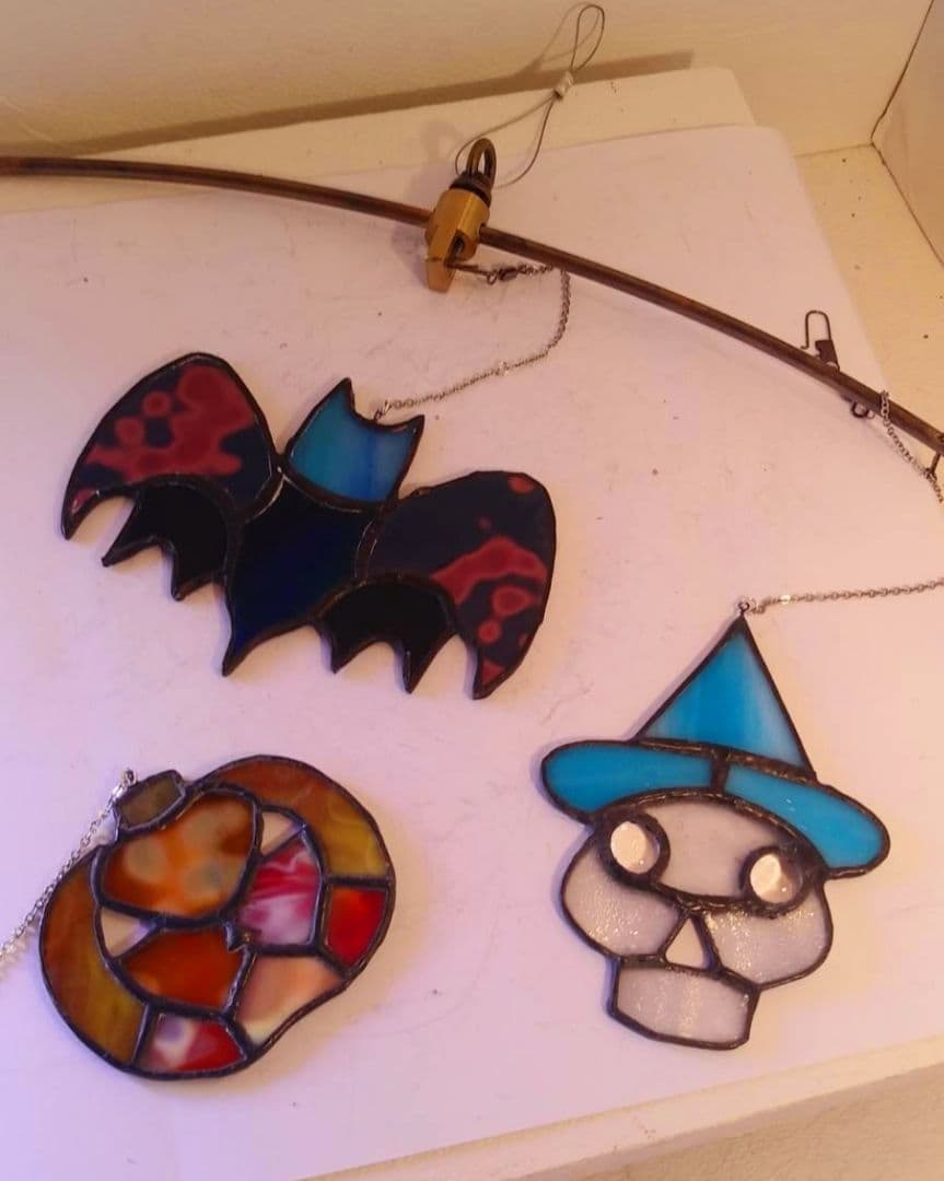 ステンドグラス　ハロウィンモチーフのモビール(よりどり3点)