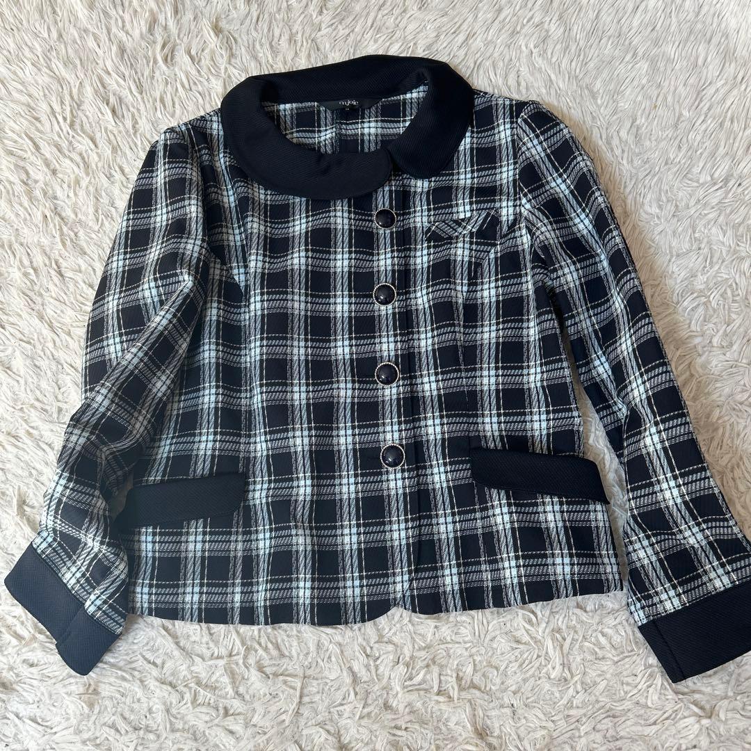 ネイビー チェック柄 ソフトジャケット 通年 事務服 15号