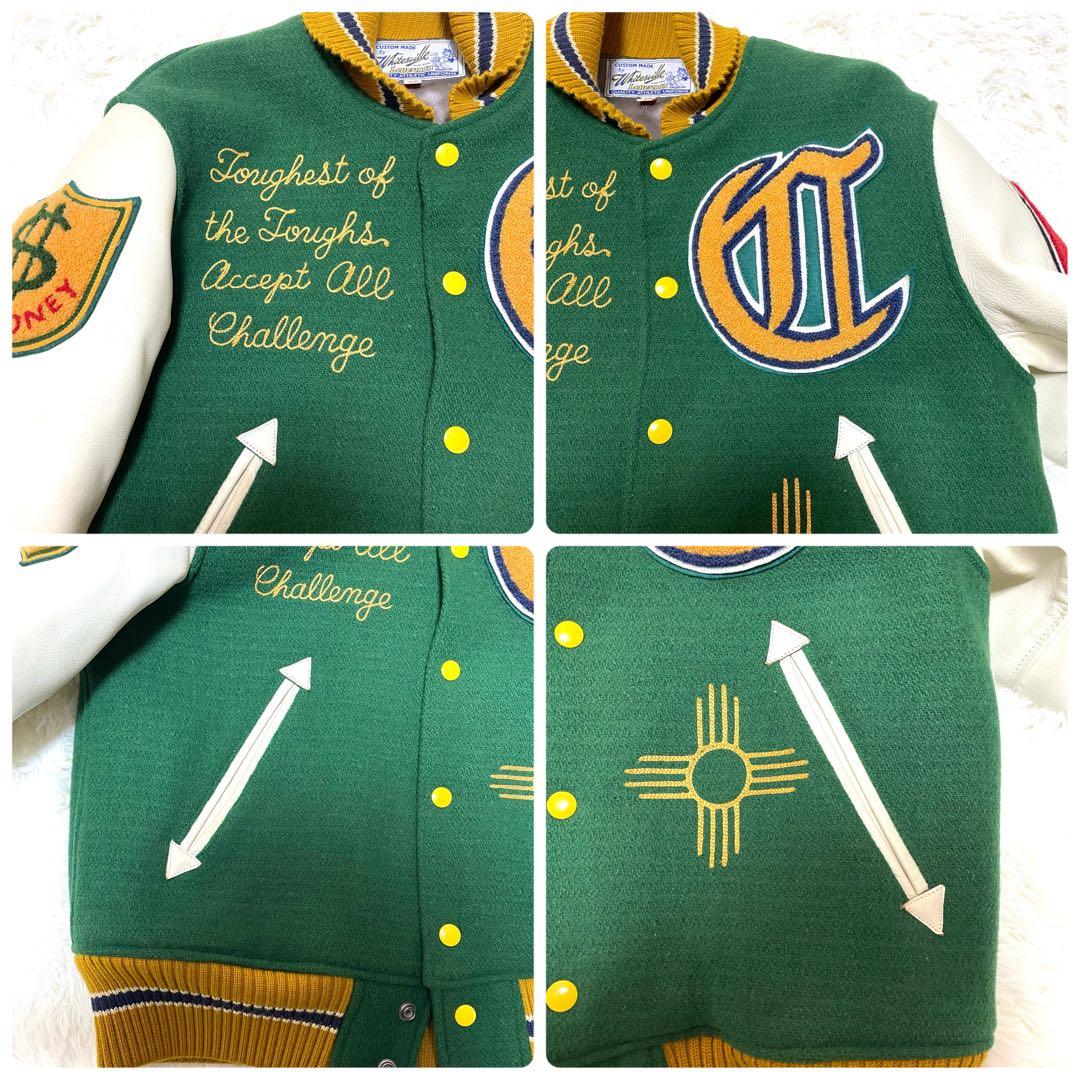 Whitesville スタジャン 38 M相当 袖レザー ボクシングモチーフ