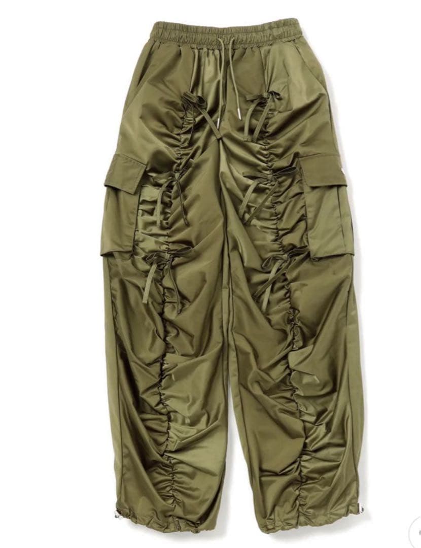 パンツ poppy gather ribbon cargo pants (khaki)