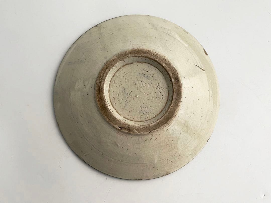 骨董　アンティーク　瀬戸　七寸皿　絵瀬戸　紅葉文様　石皿